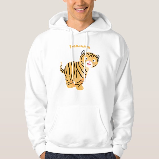Cute happy tiger cub cartoon hoodie (Vorderseite)