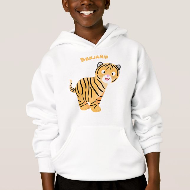 Cute happy tiger cub cartoon hoodie (Vorderseite)