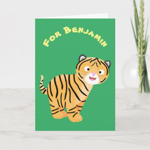 Cute happy tiger cub cartoon karte