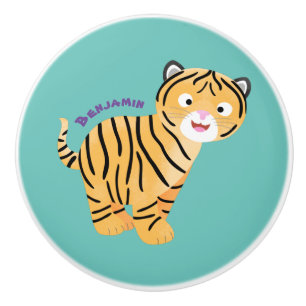 Cute happy tiger cub cartoon keramikknauf