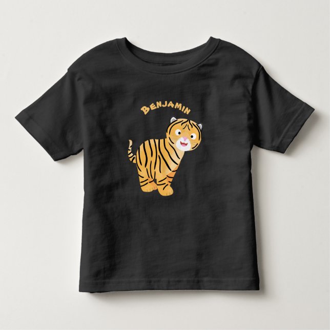 Cute happy tiger cub cartoon kleinkind t-shirt (Vorderseite)