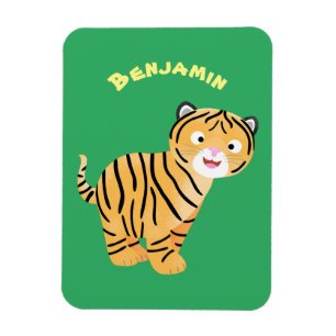 Cute happy tiger cub cartoon magnet