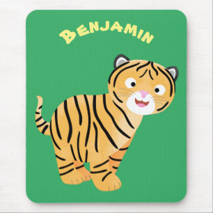 Cute happy tiger cub cartoon mousepad