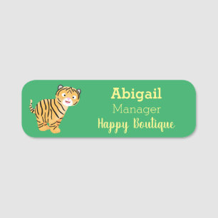 Cute happy tiger cub cartoon namensschild