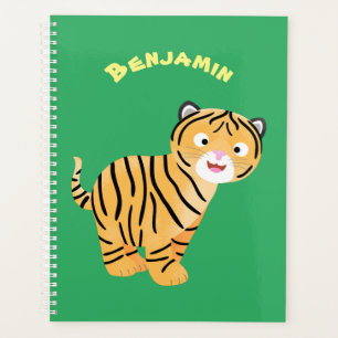 Cute happy tiger cub cartoon planer