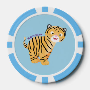 Cute happy tiger cub cartoon pokerchips