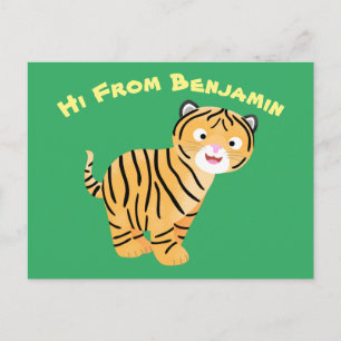 Cute happy tiger cub cartoon postkarte