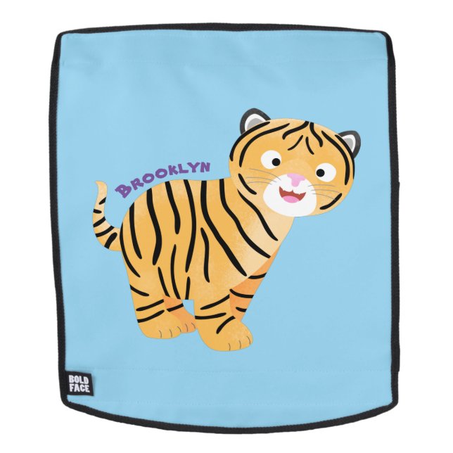 Cute happy tiger cub cartoon rucksack (Abnehmbare Front)