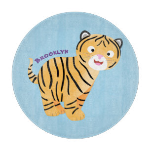 Cute happy tiger cub cartoon schneidebrett