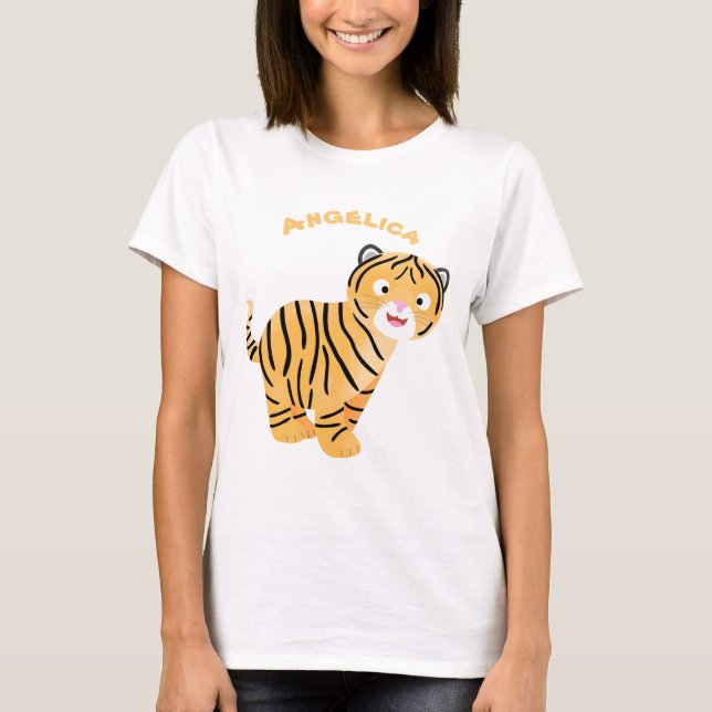 Cute happy tiger cub cartoon T-Shirt (Vorderseite)