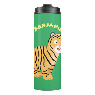 Cute happy tiger cub cartoon thermosbecher