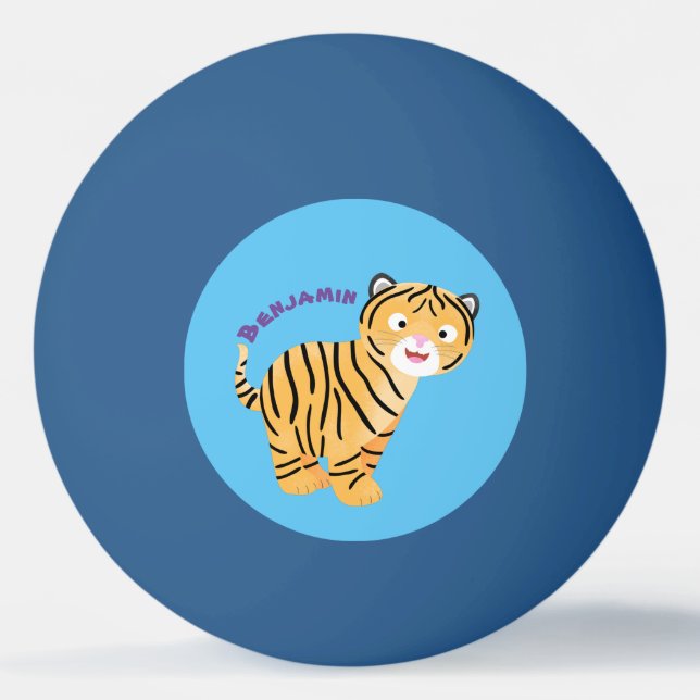 Cute happy tiger cub cartoon tischtennisball (Vorderseite)