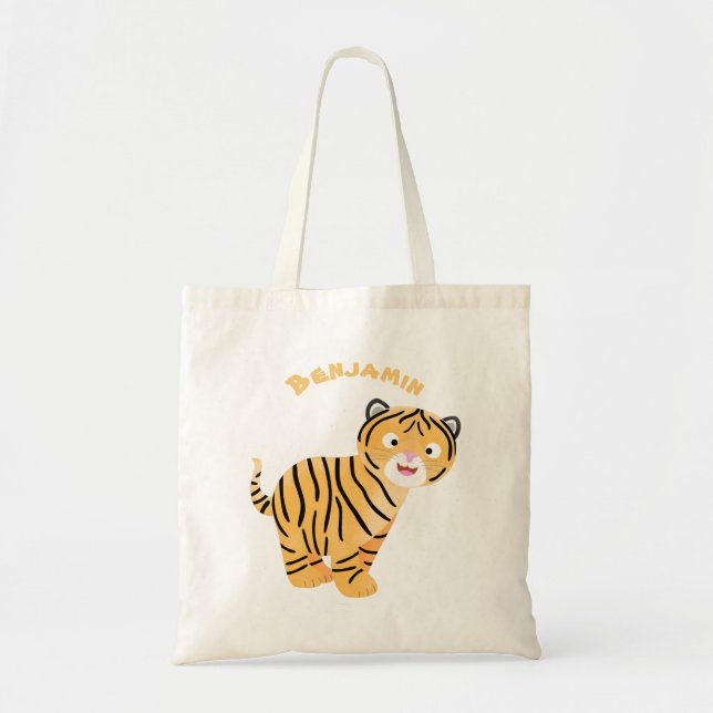 Cute happy tiger cub cartoon tragetasche (Vorne)