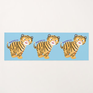 Cute happy tiger cub cartoon yogamatte