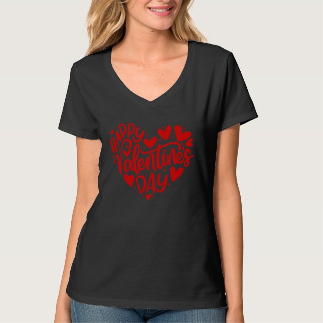 Cute Happy Valentine's Day Valentine Romance Heart T-Shirt (Vorderseite)