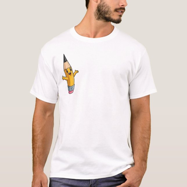 Cute Happy Yellow Pencil Character with Open Arms  T-Shirt (Vorderseite)