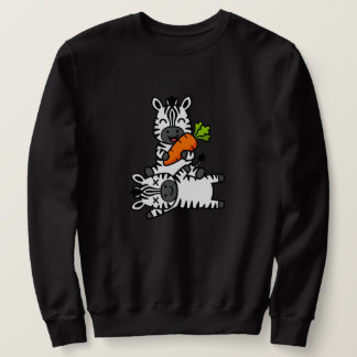 Cute Happy Zebra with Carrot Cartoon Fun Animal Sweatshirt