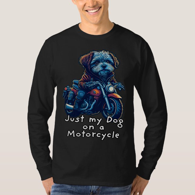 Cute Havanese riding on a motorcycle  Christmas  2 T-Shirt (Vorderseite)