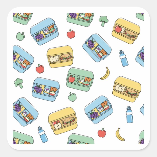 Cute Healthy Lunch Box Pattern Design Sticker (Vorderseite)