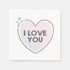 Cute heart and "i love you" text serviette