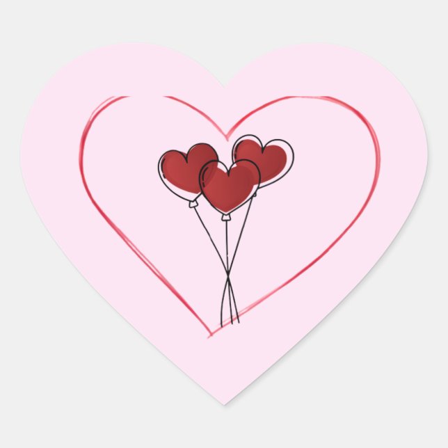 Cute Heart Balloon Love Sticker (Vorderseite)