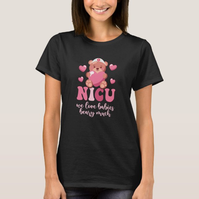 Cute Heart Bear Neonatal ICU Nurse NICU Nurse Vale T-Shirt (Vorderseite)