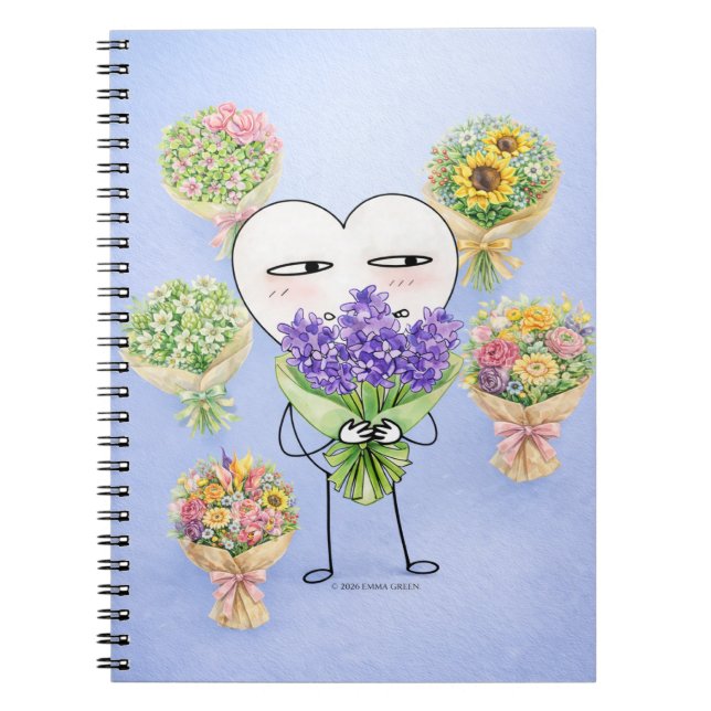 Cute Heart Character Flower Notebook Notizblock (Vorderseite)