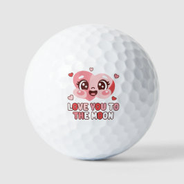 Cute Heart Character Love You To The Moon Golfball