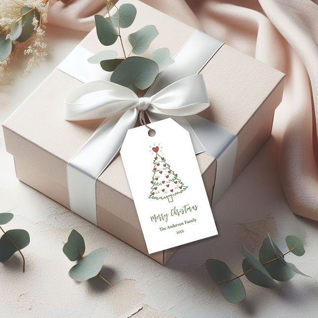 Cute Heart Christmas Tree Holiday Gift Tag         Geschenkanhänger (Von Creator hochgeladen)