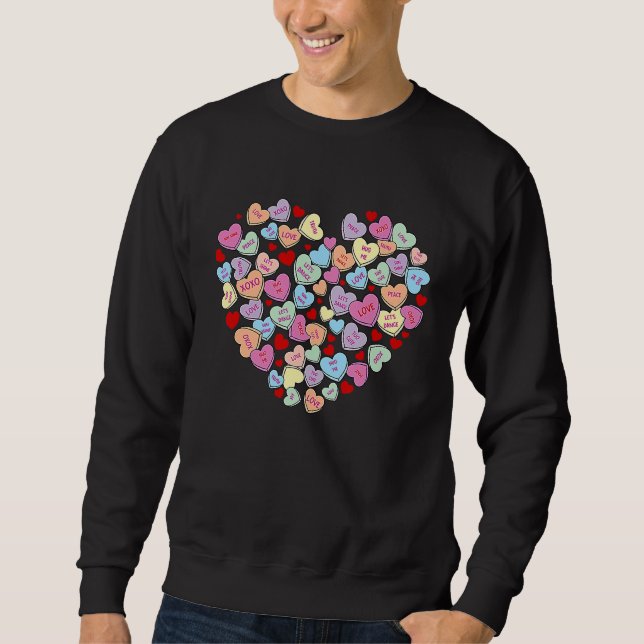 Cute Heart Conversation Candy Sweetheart Valentine Sweatshirt (Vorderseite)