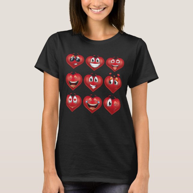 Cute Heart Emojis Gift Valentines Day Emoji T-Shirt (Vorderseite)