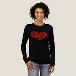 Cute Heart Graphic Black Women’s Long Sleeve Tee