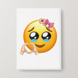 Cute Heart Hands Emoji Pin - Coquette Aesthetic  Button