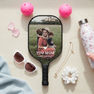 Cute HEART LOVE YOU MOM Mother's Day Photo Pickleball Schläger