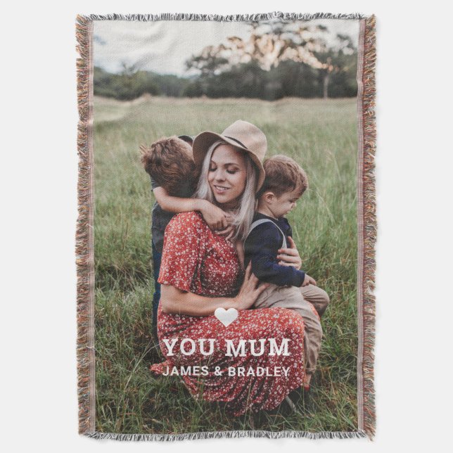 Cute HEART LOVE YOU MUM Mother's Day Photo Decke (Vorderseite Vertikal)