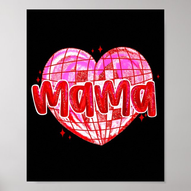 Cute Heart Mama Valentines Day Mom Wife  Poster (Vorne)