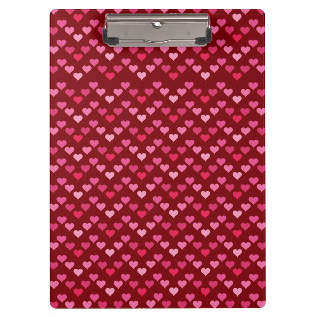 Cute Heart Pattern – Pink Girly Aesthetic Design Klemmbrett (Vorderseite)