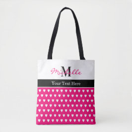 Cute Heart Pattern Pink Monogram Name Any Text