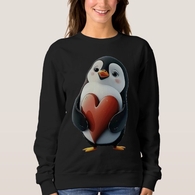 Cute Heart Penguin Animal Valentines Day Valentine Sweatshirt (Vorderseite)