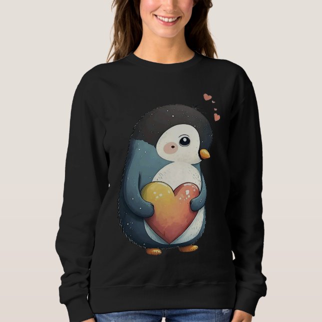 Cute Heart Penguin Animal Valentines Day Valentine Sweatshirt (Vorderseite)