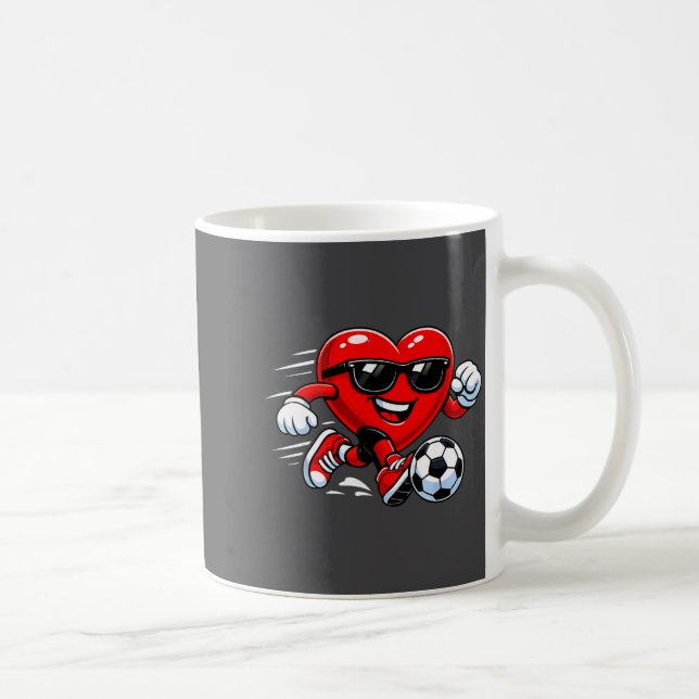 Cute Heart Playing Soccer Valentines Day Soccer Bo Kaffeetasse (Rechts)