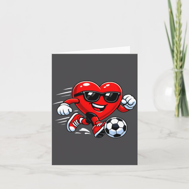 Cute Heart Playing Soccer Valentines Day Soccer Bo Karte (Vorderseite)