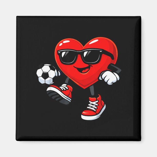 Cute Heart Playing Soccer Valentines Day Soccer Bo Magnet (Vorne)