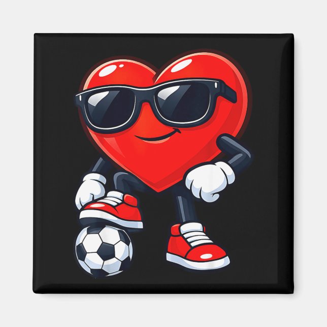 Cute Heart Playing Soccer Valentines Day Soccer Bo Magnet (Vorne)