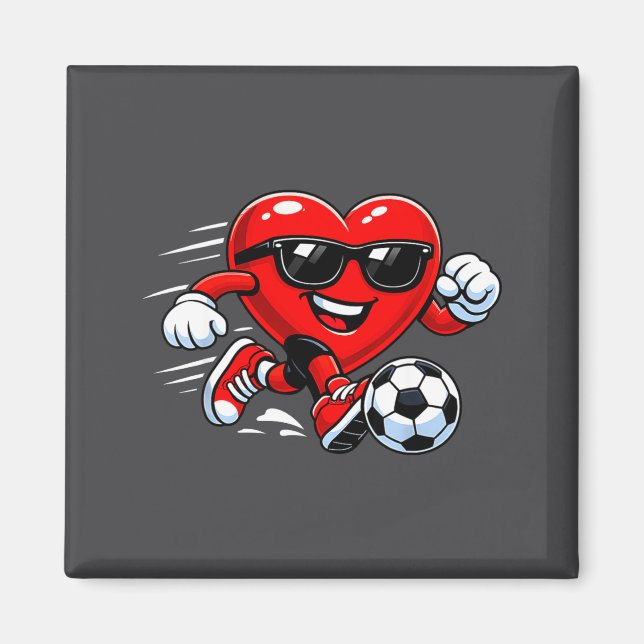 Cute Heart Playing Soccer Valentines Day Soccer Bo Magnet (Vorne)