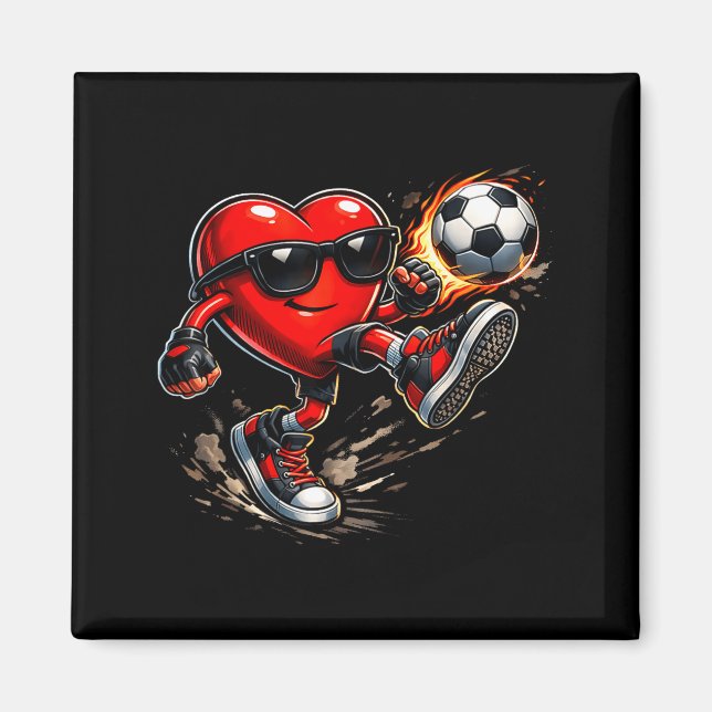 Cute Heart Playing Soccer Valentines Day Soccer Bo Magnet (Vorne)