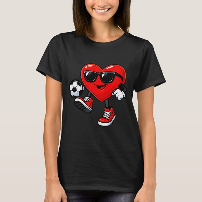Cute Heart Playing Soccer Valentines Day Soccer Bo T-Shirt (Vorderseite)