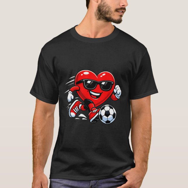 Cute Heart Playing Soccer Valentines Day Soccer Bo T-Shirt (Vorderseite)