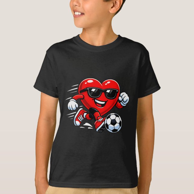 Cute Heart Playing Soccer Valentines Day Soccer Bo T-Shirt (Vorderseite)