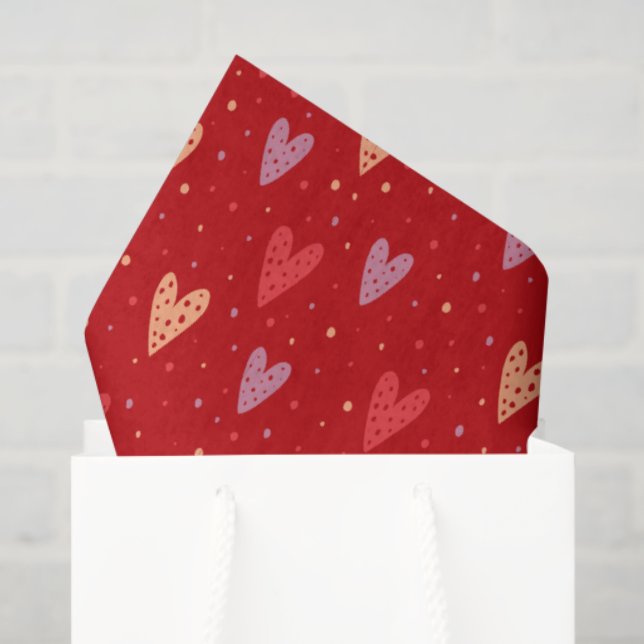 Cute Hearts and dots Valentines Pattern Seidenpapier (Geschenktüte)